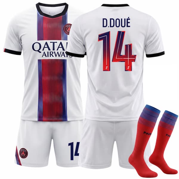 26-27 Paris Saint-Germain Bortefotballdrakt for barn og voksne nr. 14 D.Doue 22