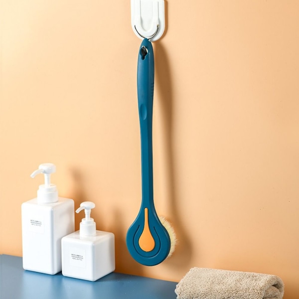 Badborste Långt skaft Mjukt hår Badborste Baksida Kulborste Badrumskroppsborstar Baksida Mud Scrub Blue