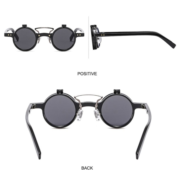 Vintage Steampunk Flip Up Solglasögon Dubbellagers Flip Lens Punk Glasögon UV400 C3