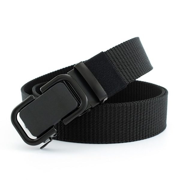 Herr Canvas midjebälte Automatiskt spänne Nylon Business Casual Wild Style Jeans Byxor Midjeband Army green
