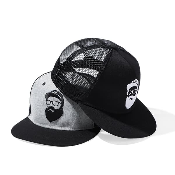 Broderad baseballkeps med skäggig gubbe, snapback-keps, meshkeps 1