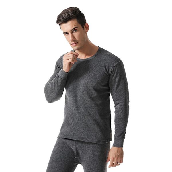 Thermal för män Vinter Mjuka Long Johns Set Herrtopp & underdel light grey 4XL