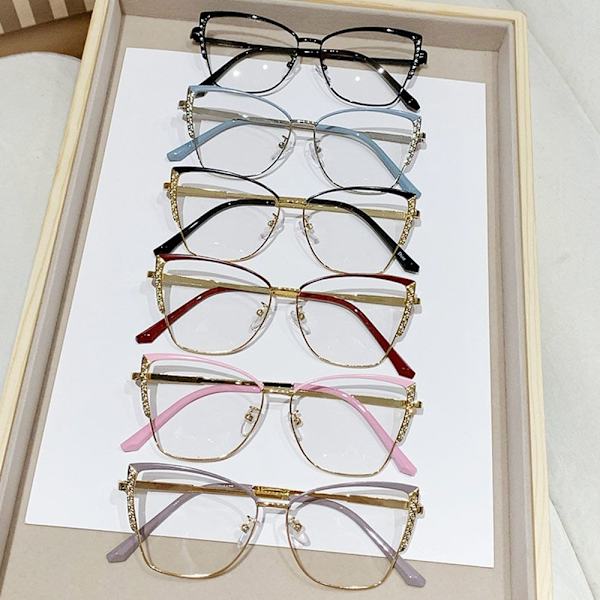 Anti-blått ljus Kvinnor Cat Eye Glasögon Ram Optiska glasögon Ramar Klara glasögon Red