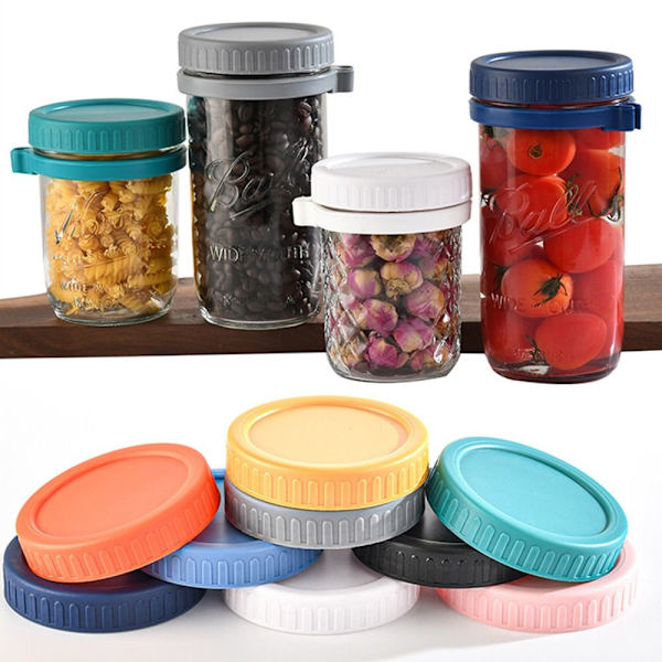 6 ST Återanvändbara Plast Mason Jar Lock Läckagesäkra tätning Cover 70 mm 86 mm Black 70mm