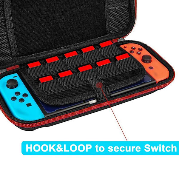 Case för Nintendo Switch-konsol för Switch OLED med 20 spelkassetter Skyddsväska med hårt skal Black