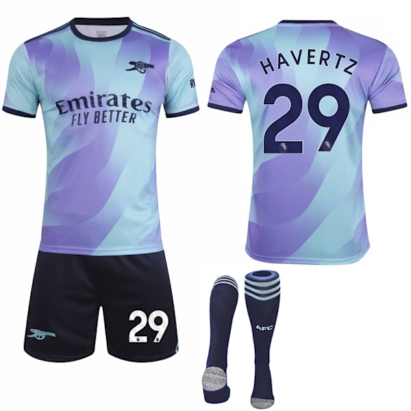 2024-2025 Arsenal Bortedrakt Barn Voksen Fotballdrakt Med Sokker No.29 HAVERTZ 16