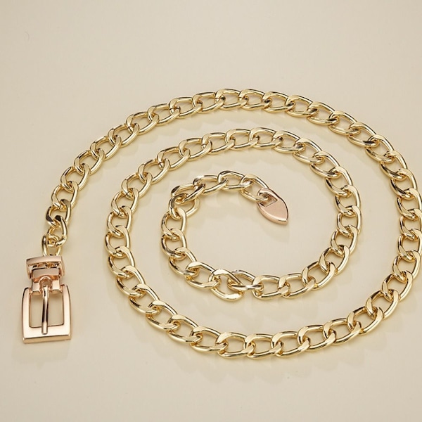 Dambälte Mode Metal Pin Spänne Midja Kedja Street Hip Hop Punk Denim Bälte gold