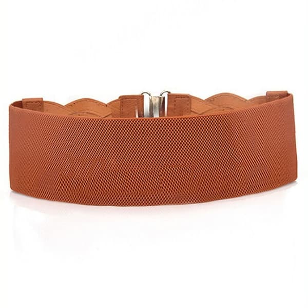 Metallspänne Bälte Bred Elastisk Midjeband Damklänning Midjeband Cummerbands camel