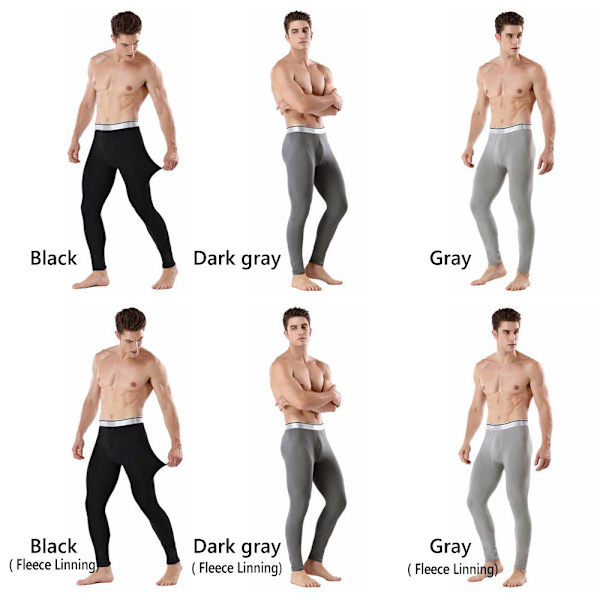 Thermal för män Byxor Vinter Tjock Fleece Fodrade Långa varma Leggings Gray ( Fleece Linning)-2XL