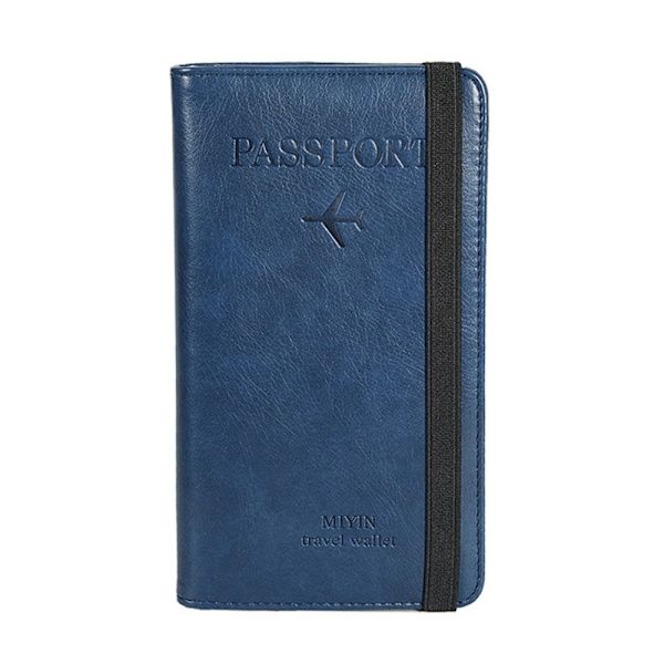 RFID-läderpassväska Dokumentpaket royal blue