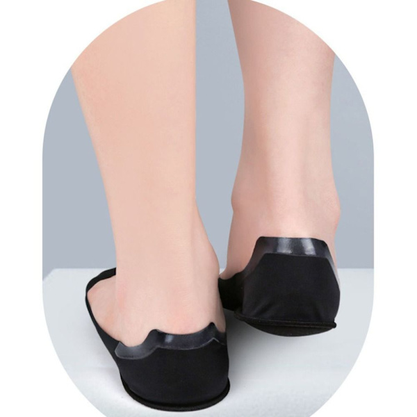 Kvinnors Arch Invisible Shallow Boat Socks Mjuk svamp Osynlig Halkfri lågtoppsstrumpor Black