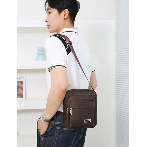 Axelväska för män Business Fritid Handväska med stor kapacitet Multilayer Crossbody-väska brown