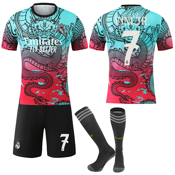 25-26 Real Madrid Dragon -kuvioinen liukuvärjätty Special Edition jalkapallopaita nro 7 VINI JR M