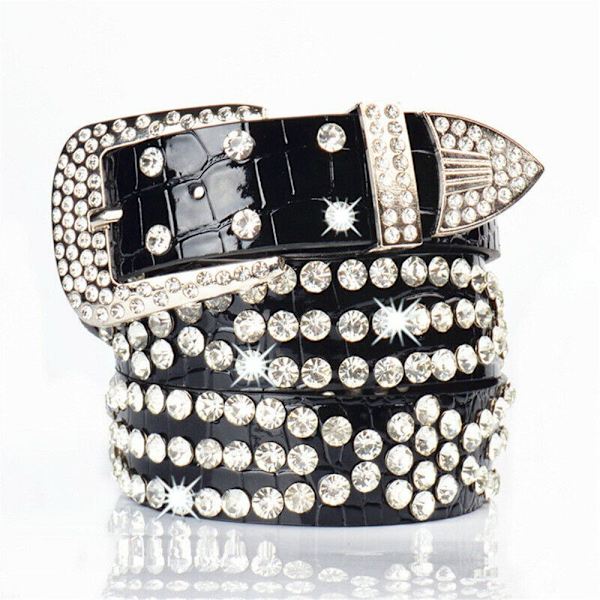 Dam Rhinestone Bälte Läder Bling Crystal Glitter Midjeband leopard print