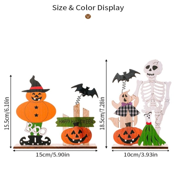 Halloween träprydnad Trick or Treat skrivbordsdekorationer 2