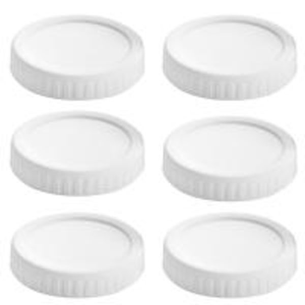 6 ST Återanvändbara Plast Mason Jar Lock Läckagesäkra tätning Cover 70 mm 86 mm White 86mm