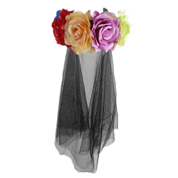Halloween hårband Rose Flowers Pannband Blommig huvudbonad multicolor