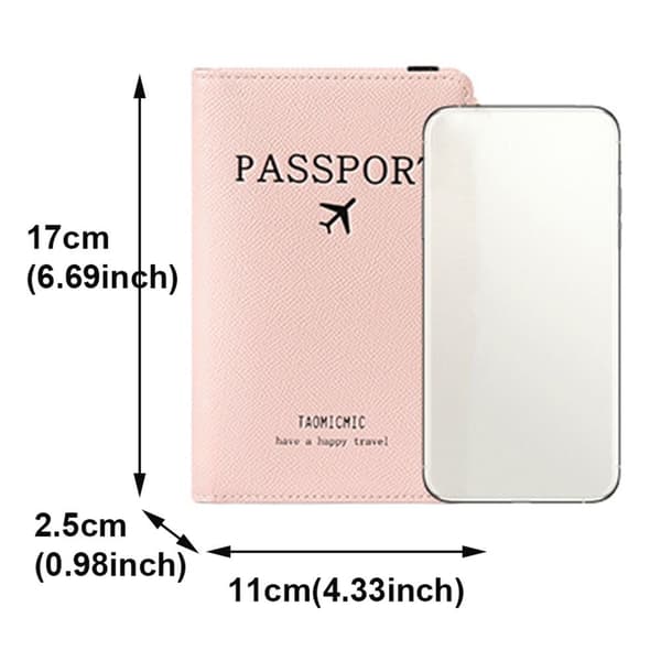 RFID-passfodral i PU-läder, dokumentväska för resor Pink