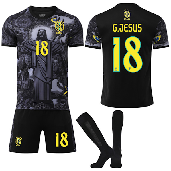 2025-2026 Brasilien Jubilæumsudgave Fodboldtrøje Til Børn Voksen Med Strømper No.18 G.JESUS 24