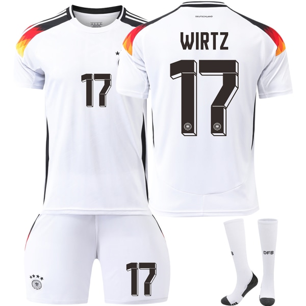 2024 UEFA Europamästerskap nr 17 WIRTZ Barnfotbollströja Kit Home White 22