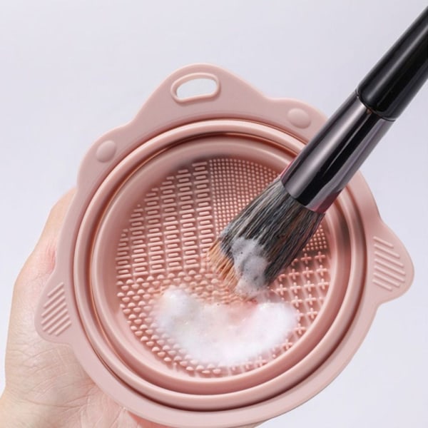 Silikon Makeup Brush Cleaner Vikbar skurborste Nude