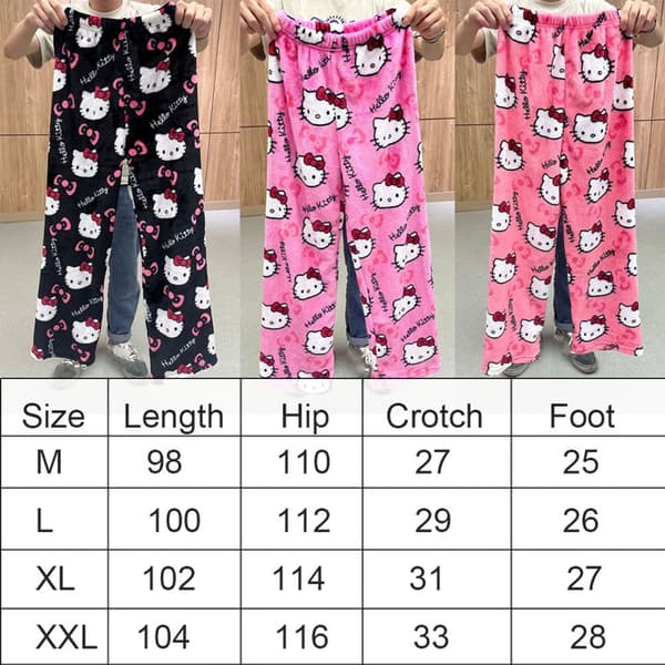Tecknade Pyjamasbyxor Dam Överallt Tryck Flanell Pyjamas Varma Hem Sov Graffiti Byxor Pink M