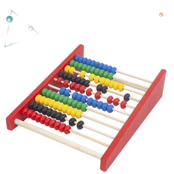 Intelligensutveckling Trä Abacus Barn Tidig Math Educational Learning Toy Log Color-S