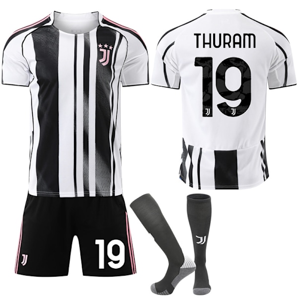 2025-2026 Juventus FC Hemma Barn Vuxen Fotbollströja No.19 THURAM 22