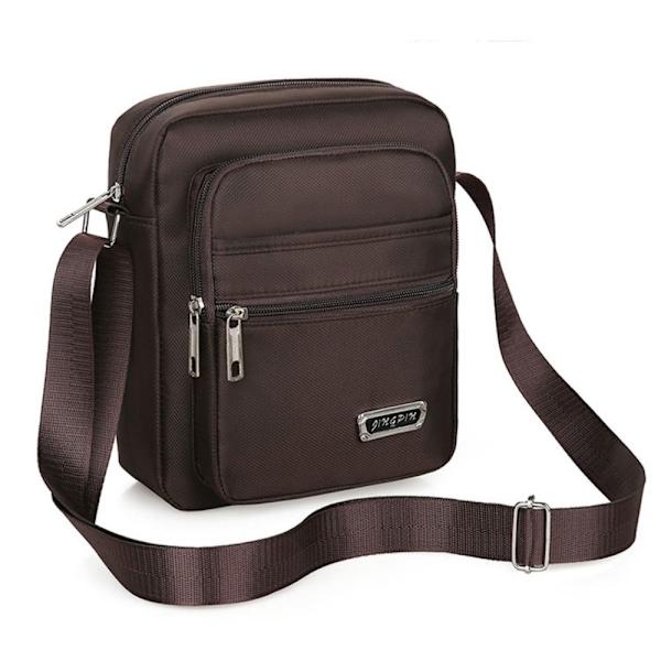Axelväska för män Business Fritid Handväska med stor kapacitet Multilayer Crossbody-väska brown
