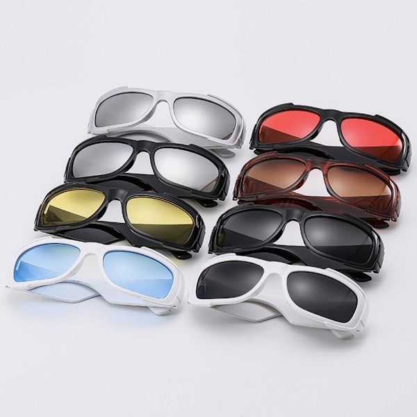 Retro Hip-Hop Solglasögon Rektangulära Solglasögon Breda tempel Punk Shades White-Gray