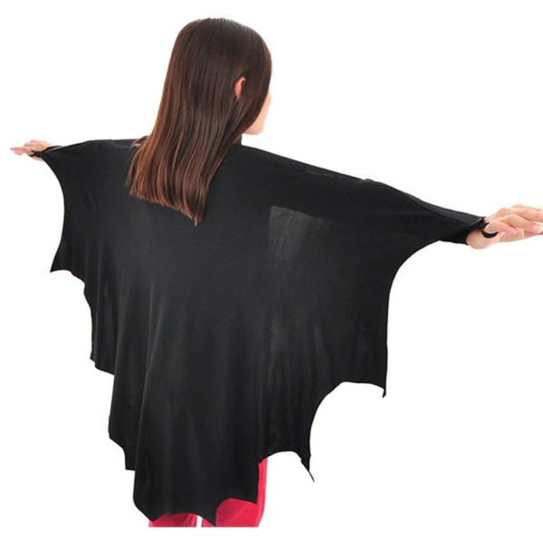 Halloween Black Bat Wing Cape Kappa Dräkt Med Patch för Barn Barn Pojkar Flickor Vampyr Dress Up 130
