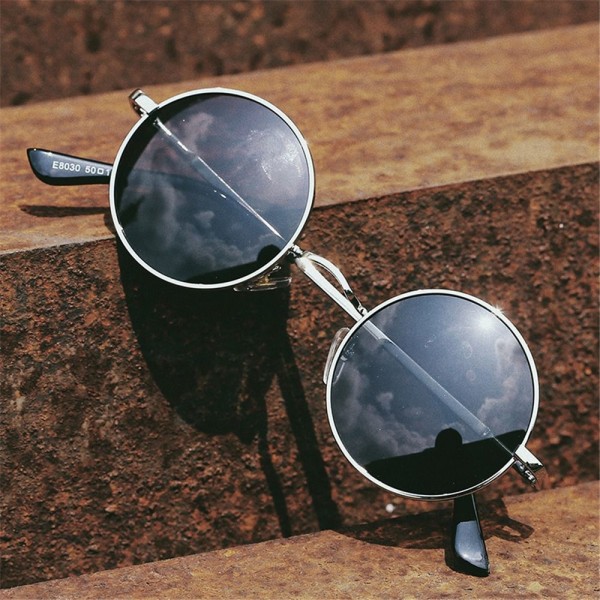 Retro polariserade runda solglasögon Kvinnor Män Hippie Circle Solglasögon C10
