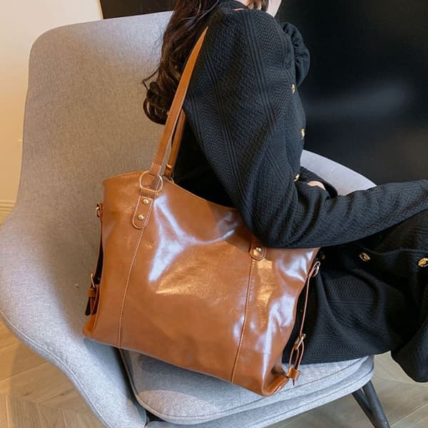 Dam Casual Handväska Axelväska Pendlarväskor Tygväskor Brown