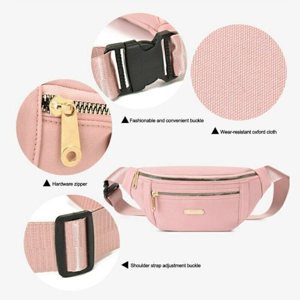 Damväska Oxford Crossbody-väska Midja Fanny Pack Wallet Reseaxelväska Pink