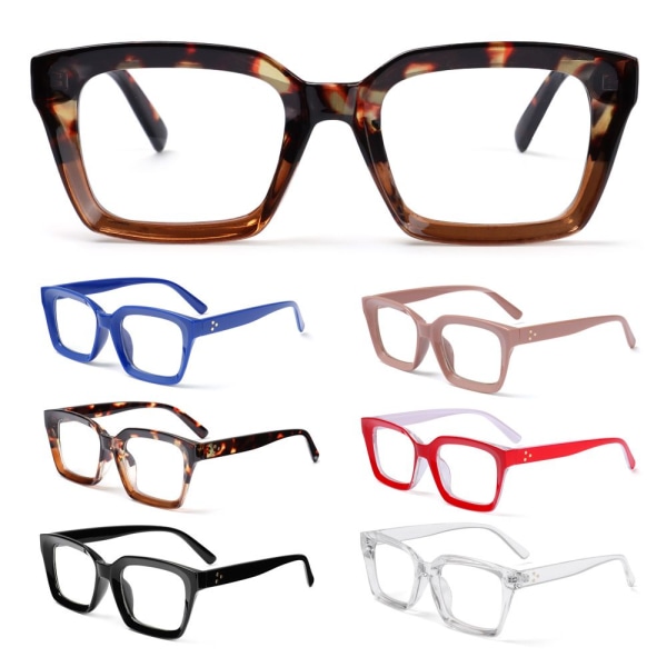 Överdimensionerade fyrkantiga läsglasögon Presbyopia Glasögon +0 Grad Black 0
