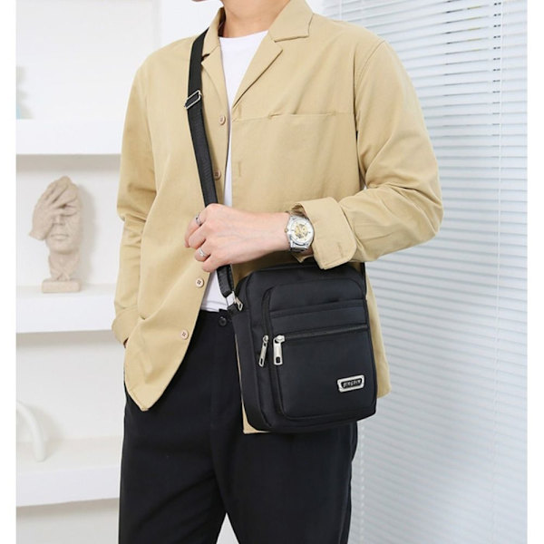 Axelväska för män Business Fritid Handväska med stor kapacitet Multilayer Crossbody-väska brown