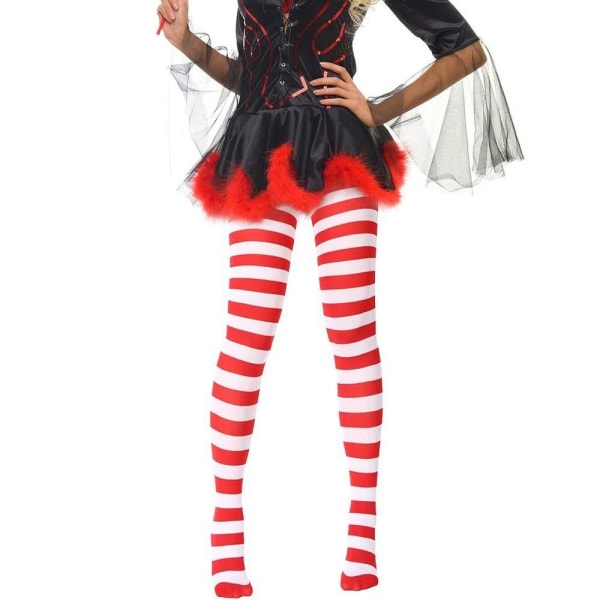 Kvinnor tjejer över knä strumpor Söta elastiska strumpbyxor Halloween jul rose red&black