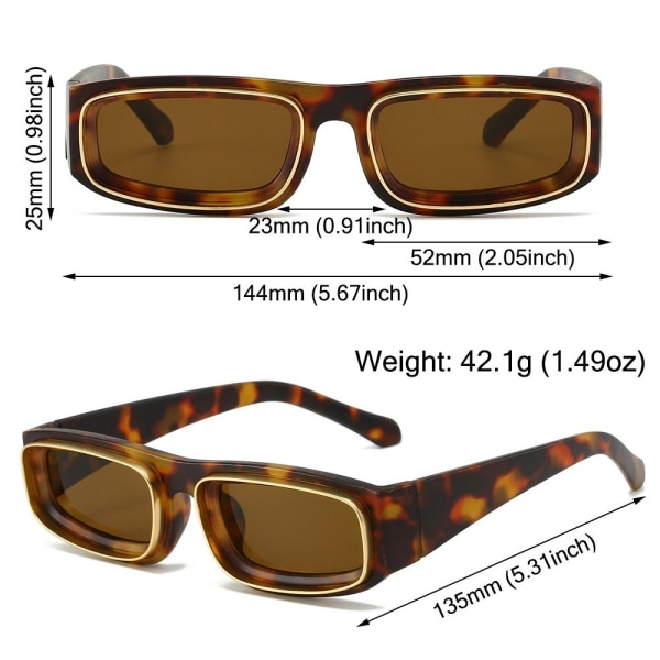 Kvinnor Män Retro Små Solglasögon Leopard Shades UV400 Solglasögon Punk Glasögon Orange-Orange