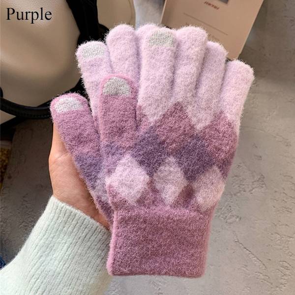 Kvinnor Höst Vinter Stickade Varma Handskar Utomhuscykling Körhandskar purple
