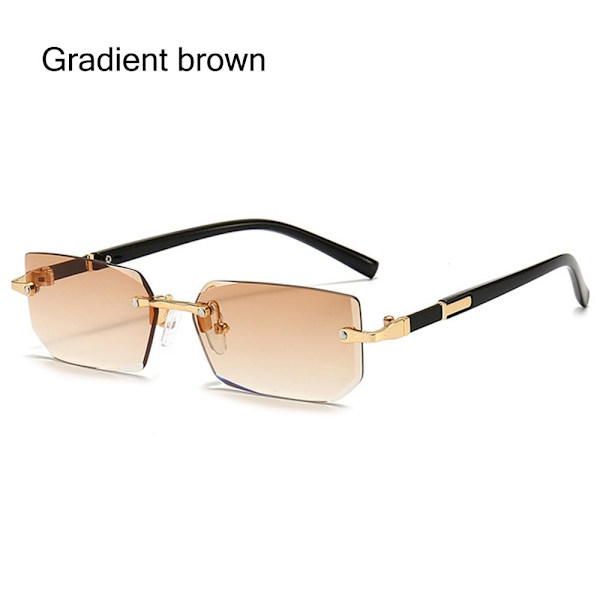 Trendiga båglösa solglasögon Ramlösa rektangulära solglasögon UV400 Gradient brown