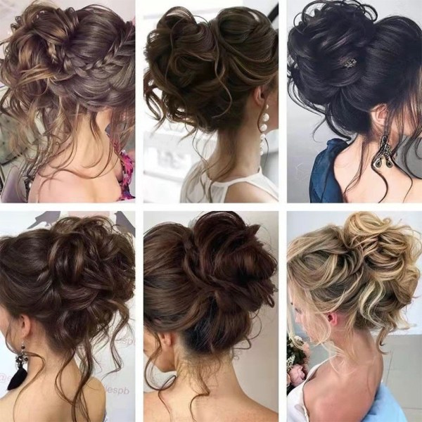 Natural Clip on i Messy Bun Hair Piece Extension Hair Claw Clip Wedding light brown