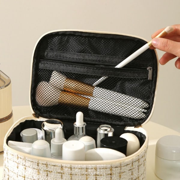 Bärbar kosmetisk väska Stor kapacitet Reseförvaring Case Toalettväskor för kvinnor Black