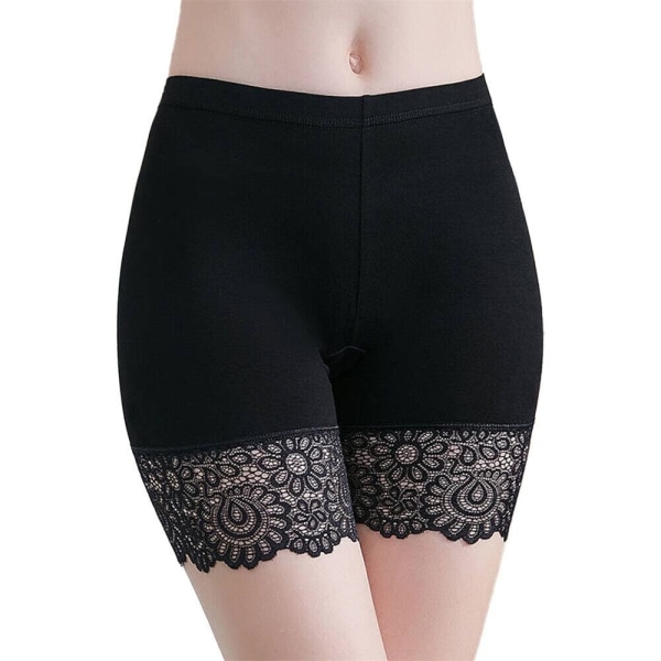 Kvinnor Byxor Seamless mjuka spets Shorts Underkläder Underkjol Oversized Leggings Black L