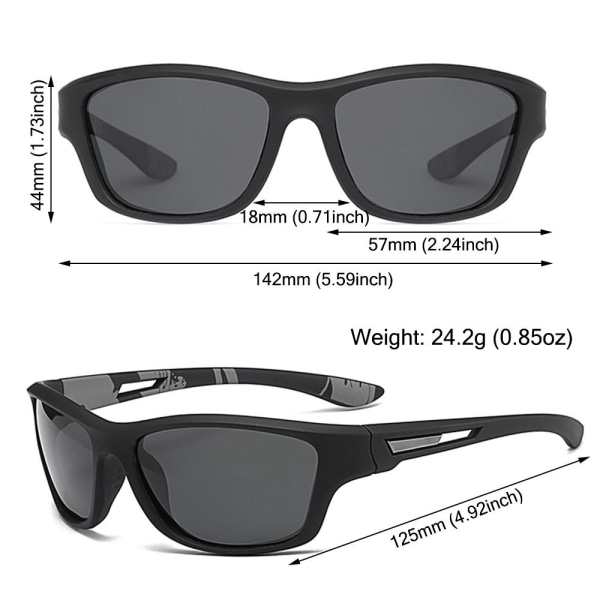 Retro polariserade solglasögon fyrkantiga solglasögon för sportkörning Cykelfiske Black Blue-Grey