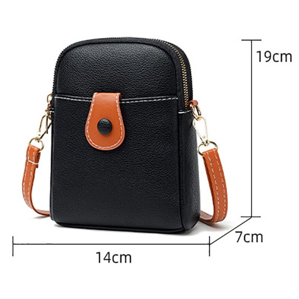 PU Mini Crossbody Bag Dubbellagers Mobiltelefonväska black