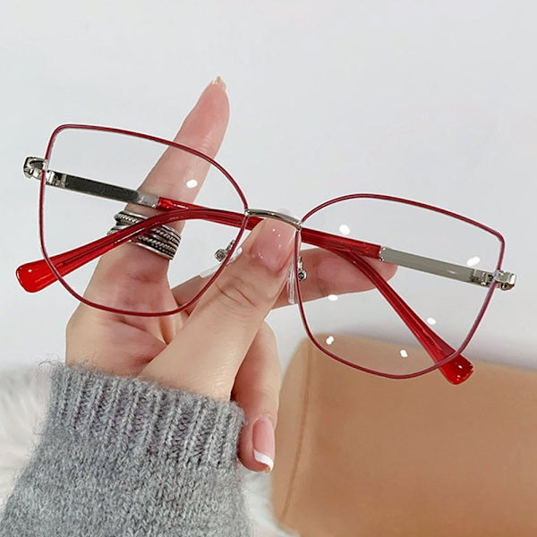Kvinnor Blue Light Blocking Designers Glasögon Optiskt glasögon Dator ögonskydd Red
