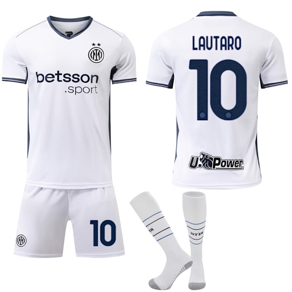 Internazionale Milano Hemma/Borta Fotbollströja Barn 2024-2025 Nr. 10 Lautaro Away M