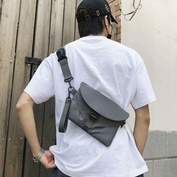 Nylon Bröstpaket Mobilväska Utomhussport Cross-body väska för kvinnor män grey