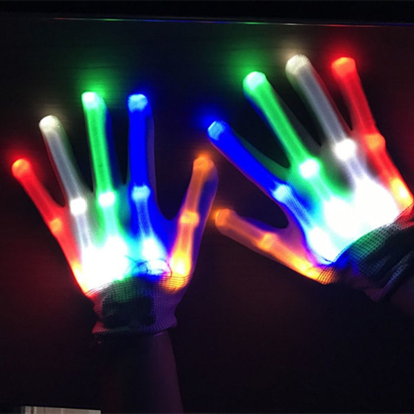 LED-handskar Neonglödande Halloween-festljusrekvisita Lysande blinkande handskar Blue adults