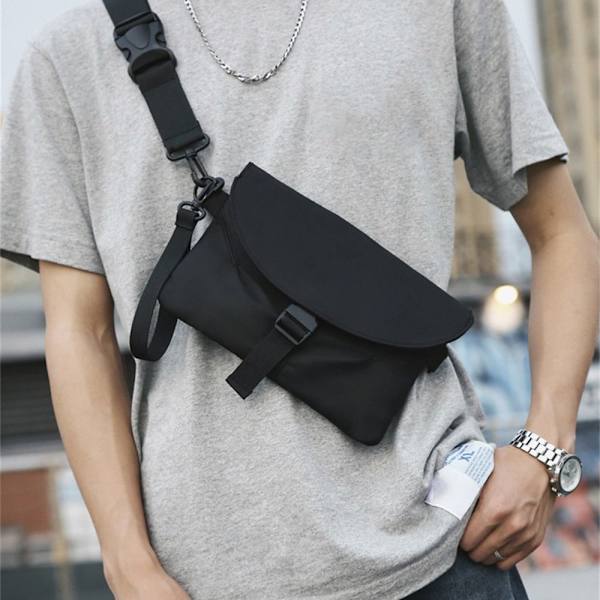 Nylon Bröstpaket Mobilväska Utomhussport Cross-body väska för kvinnor män grey